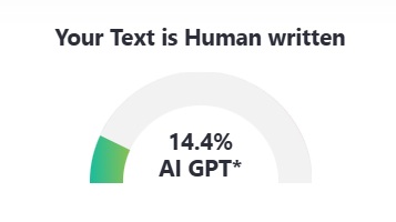 ZeroGPT shows text is human written